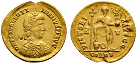 Römische Münzen 
 Kaiserzeit 
 Valentinian III. 425-455 
 Solidus 430/445 -Ravenna-. Ähnlich wie vorher. Ra. 2018. 4,33 g. kleiner Schrötlingsriß, ...