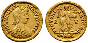 Römische Münzen 
 Kaiserzeit 
 Valentinian III. 425-455 
 Solidus 430/445 -Ravenna-. Ähnlich wie vorher. Ra. 2018. 4,41 g. vorzüglich/sehr schön-vo...