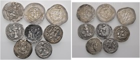Lots antiker Münzen 
 8 Stücke: SASSANIDEN , Silberdrachmen. Varianten. zumeist sehr schön