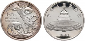 Ausländische Münzen und Medaillen 
 China-Volksrepublik 
 50 Yuan 1990. Zwei Pandas am Baum. KM 273. 155,5 g (5 Unzen Feinsilber). Auflage: max. 5.0...