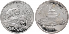Ausländische Münzen und Medaillen 
 China-Volksrepublik 
 50 Yuan 1991. Zwei Pandas an Gewässer. KM 353. 155,5 g (5 Unzen Feinsilber). Auflage: max....