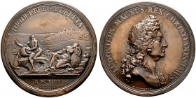 Ausländische Münzen und Medaillen 
 Frankreich-Königreich 
 Louis XIV. 1643-1715 
 Bronzierte Bleimedaille 1693 von J. Roussel, auf die Zerstörung ...