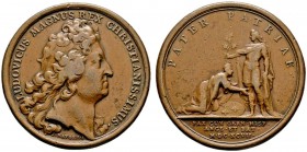 Ausländische Münzen und Medaillen 
 Frankreich-Königreich 
 Louis XIV. 1643-1715 
 Bronzemedaille 1697 von Mauger, auf den Frieden von Rijswijk. Bü...