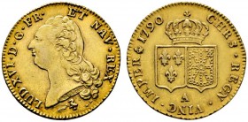 Ausländische Münzen und Medaillen 
 Frankreich-Königreich 
 Louis XVI. 1774-1793 
 Doppelter Louis d'or au buste nu 1786 -Paris-. Gad. 363, Ciani 2...