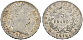 Ausländische Münzen und Medaillen 
 Frankreich-Königreich 
 Napoleon I. 1804-1815 
 5 Francs 1812 -Paris-. Gad. 584, Dav 85. feine Tönung, minimale...