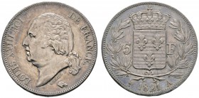 Ausländische Münzen und Medaillen 
 Frankreich-Königreich 
 Louis XVIII. 1814, 1815-1824 
 5 Francs 1821 -Paris-. Gad. 614, Dav. 87. feine Patina, ...