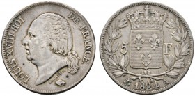 Ausländische Münzen und Medaillen 
 Frankreich-Königreich 
 Louis XVIII. 1814, 1815-1824 
 5 Francs 1824 -Paris-. Gad. 614, Dav. 87. feine Patina, ...