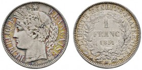 Ausländische Münzen und Medaillen 
 Frankreich-Königreich 
 Zweite Republik 1848-1852 
 Franc 1851 -Paris-. Gad. 457. feine Patina, vorzüglich