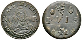 Ausländische Münzen und Medaillen 
 Frankreich-Amiens 
 Cu-Kirchenzeichen zu IX Sols 1710. Madonnenbüste zwischen N-P / Eichel, Traube und Pinienzap...