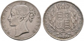 Ausländische Münzen und Medaillen 
 Großbritannien 
 Victoria 1837-1901 
 Crown 1844. Young head. Spink 3882, Dav. 105. feine Patina, kleine Randfe...