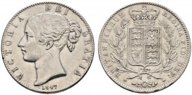 Ausländische Münzen und Medaillen 
 Großbritannien 
 Victoria 1837-1901 
 Crown 1847. Young head. Spink 3882, Dav. 105. besserer Jahrgang, minimale...
