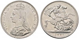 Ausländische Münzen und Medaillen 
 Großbritannien 
 Victoria 1837-1901 
 Crown 1891. Jubilee coinage. Spink 3921, Dav. 107. gutes vorzüglich