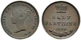 Ausländische Münzen und Medaillen 
 Großbritannien 
 Victoria 1837-1901 
 Cu-Half Farthing 1844. Spink 3951. selten in dieser Erhaltung, vorzüglich...