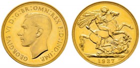 Ausländische Münzen und Medaillen 
 Großbritannien 
 George VI. 1937-1953 
 2 Pounds 1937. Spink 4075, Fr. 410. 16,00 g. Polierte Platte (proof)-mi...