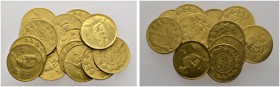 Ausländische Münzen und Medaillen 
 Iran-Kadjaren-Dynastie 
 Sultan Ahmad Shah AH 1327-1344 / AD 1909-1925 
 Lot (14 Stücke): 1/2 Toman. Zum Teil v...