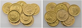 Ausländische Münzen und Medaillen 
 Iran-Pahlavi-Dynastie 
 Mohammad Reza Pahlavi Shah SH 1320-1358 / AD 1941-1979 
 Lot (9 Stücke): 1/2 Pahlavi. Z...