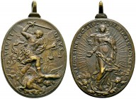 Ausländische Münzen und Medaillen 
 Italien 
 Tragbare Wallfahrtsmedaille aus Messing o.J. (18. Jh.) mit Signatur T.H. Erzengel Michael mit Schwert ...