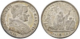Ausländische Münzen und Medaillen 
 Italien-Kirchenstaat (Vatikan) 
 Gregor XVI. 1831-1846 
 Mezzo scudo romano (50 Baiocchi) 1834 -Rom-. Kniender ...