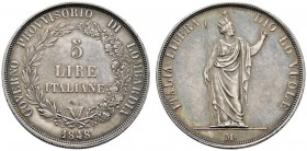 Ausländische Münzen und Medaillen 
 Italien-Lombardei und Venetien 
 Provisorische Regierung 1848. 5 Lire 1848 -Mailand-. Geprägt während des Aufsta...