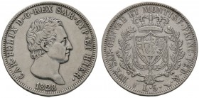Ausländische Münzen und Medaillen 
 Italien-Sardinien 
 Carlo Felice 1821-1831 
 5 Lire 1828 -Turin-. Pagani 75, Dav. 135. gutes sehr schön