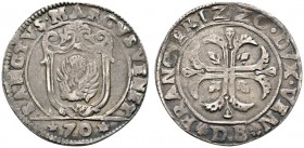 Ausländische Münzen und Medaillen 
 Italien-Venedig 
 Francesco Erizzo 1631-1646 
 Mezzo Scudo della croce da 70 Soldi o.J. Sigle D.B. Paol. p. 96/...