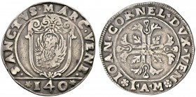 Ausländische Münzen und Medaillen 
 Italien-Venedig 
 Giovanni II. Corner 1709-1722 
 Scudo della croce da 140 soldi o.J. (1627/28). Mmz. IAM. Paol...