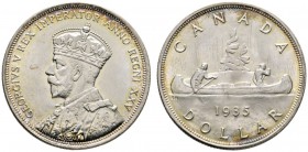 Ausländische Münzen und Medaillen 
 Kanada 
 Dollar 1935. Silver Jubilee. KM 30. Prachtexemplar mit feiner Tönung, fast Stempelglanz