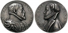 Römisch-Deutsches Reich 
 Haus Habsburg 
 Maximilian II. 1564-1576 
 Versilberte Bronzemedaille 1575 nach einem Modell von Antonio Abondio, auf sei...