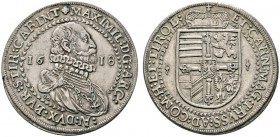 Römisch-Deutsches Reich 
 Haus Habsburg 
 Erzherzog Maximilian (III.) 1612-1618 
 Taler 1618 -Hall-. MT 416 var., Dav. 3324, Voglh. 122/13. gutes s...