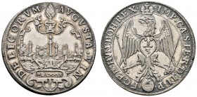 Altdeutsche Münzen und Medaillen 
 Augsburg, Stadt 
 1/3 Taler 1626. Stadtansicht in Einfassung, darüber Stadtpyr / Gekrönter, nimbierter Reichsadle...
