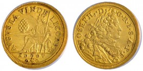 Altdeutsche Münzen und Medaillen 
 Augsburg, Stadt 
 Dukat 1705. Stempel von P.H. Müller. Sitzende Stadtgöttin mit Pyr in der Rechten und Stab in de...