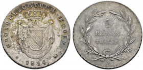 Altdeutsche Münzen und Medaillen 
 Baden-Durlach 
 Karl Ludwig Friedrich 1811-1818 
 Kronentaler 1814. AKS 25, J. 21, Thun 15, Kahnt 17. Prachtexem...