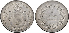 Altdeutsche Münzen und Medaillen 
 Baden-Durlach 
 Karl Ludwig Friedrich 1811-1818 
 Kronentaler 1816 D. AKS 25, J. 21, Thun 15, Kahnt 17. feine Pa...