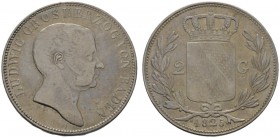 Altdeutsche Münzen und Medaillen 
 Baden-Durlach 
 Ludwig 1818-1830 
 Doppelgulden 1825. AKS 54, J. 32, Thun 17, Kahnt 20. fast sehr schön