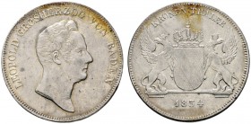 Altdeutsche Münzen und Medaillen 
 Baden-Durlach 
 Leopold 1830-1852 
 Kronentaler 1834. AKS 80, J. 47, Thun 19, Kahnt 23. leicht fleckige Patina, ...