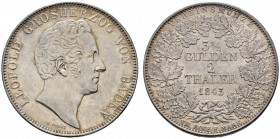 Altdeutsche Münzen und Medaillen 
 Baden-Durlach 
 Leopold 1830-1852 
 Doppelter Vereinstaler 1843. AKS 88, J. 57, Thun 24, Kahnt 29. selten in die...