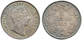 Altdeutsche Münzen und Medaillen 
 Baden-Durlach 
 Leopold 1830-1852 
 Gulden 1843. AKS 94, J. 56. herrliche Patina, vorzüglich-Stempelglanz
