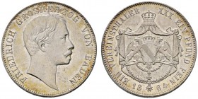 Altdeutsche Münzen und Medaillen 
 Baden-Durlach 
 Friedrich I. 1852-1907 
 Vereinstaler 1864. AKS 123, J. 79, Thun 30, Kahnt 36. leichte Tönung, v...