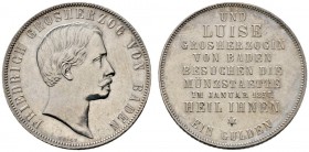 Altdeutsche Münzen und Medaillen 
 Baden-Durlach 
 Friedrich I. 1852-1907 
 Gedenkgulden 1857. Auf den Münzbesuch. AKS 135, J. 77. Auflage: 776 Exe...