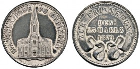 Altdeutsche Münzen und Medaillen 
 Baden-Durlach 
 Friedrich I. 1852-1907 
 Silberabschlag vom Cu-Gedenkkreuzer 1879 auf die Einweihung der evangel...