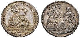 Altdeutsche Münzen und Medaillen 
 Bamberg, Bistum 
 Franz Ludwig von Erthal 1779-1795 
 Silberabschlag vom Dukat 1779 -Nürnberg-. Huldigung der St...