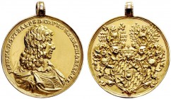 Altdeutsche Münzen und Medaillen 
 Bayern 
 Ferdinand Maria 1651-1679 
 Goldmedaille zu 6 Dukaten o.J. unsigniert. Brustbild im Harnisch mit Mantel...