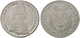 Altdeutsche Münzen und Medaillen 
 Bayern 
 Maximilian IV. Joseph 1799-1805 
 Konventionstaler 1803. Variante ohne C.D. und mit Punkt nach BAIERN. ...