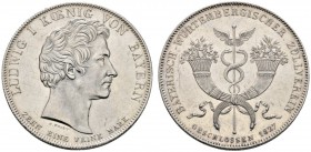 Altdeutsche Münzen und Medaillen 
 Bayern 
 Ludwig I. 1825-1848 
 Geschichtstaler 1827. Bayerisch-württembergischer Zollverein. AKS 116, J. 34, Thu...