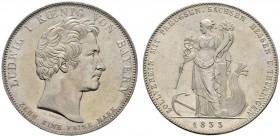 Altdeutsche Münzen und Medaillen 
 Bayern 
 Ludwig I. 1825-1848 
 Geschichtstaler 1833. Zollverein mit Preußen, Sachsen, Hessen und Thüringen. AKS ...