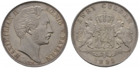 Altdeutsche Münzen und Medaillen 
 Bayern 
 Maximilian II. Joseph 1848-1864 
 Doppelgulden 1852. AKS 150, J. 83, Thun 90, Kahnt 117. feine Patina, ...