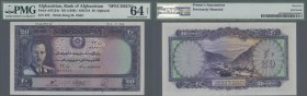 Afghanistan: 20 Afghanis ND(1939) Specimen P. 24s, key note of this series, PMG graded 64 Choice UNC Net.