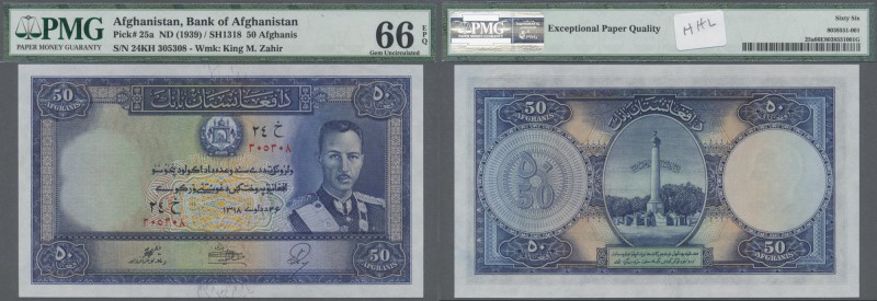 Afghanistan: 50 Afghanis SH1318 (ND-1939), P.25a in perfect condition, PMG grade...