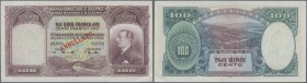 Albania: 100 Franka Ari ND(1926) SPECIMEN, P.4s with red overprint ”ANNULATO” and perforation ”CANCELLED”, soft diagonal bend and some creases at righ...