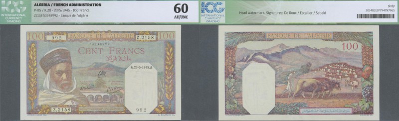 Algeria: Banque de l'Algérie 100 Francs May 23rd 1945, P.85, almost perfect cond...